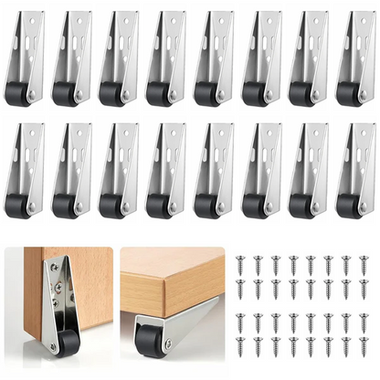 🚪 4-Pack Low-Profile Door Repair Casters | Quiet Nylon & Steel Fixed Wheels