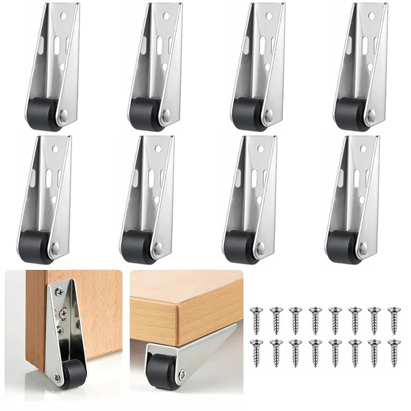 🚪 4-Pack Low-Profile Door Repair Casters | Quiet Nylon & Steel Fixed Wheels